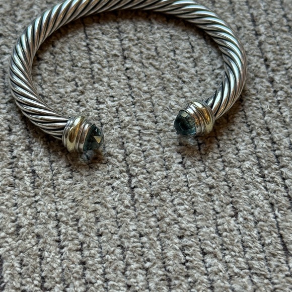 David Yurman Jewelry - David Yurman Classic Cable Bracelet Authentic Blue Topaz.SS 925/585 14k Gold EUC
